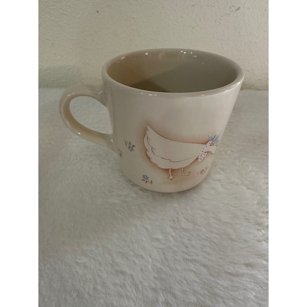 Vintage Corning Country Goose Coffee Mug Cream Stoneware Floral Made USA 12 E8